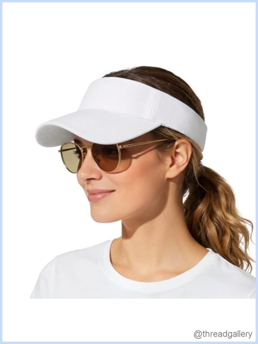 Cotton Structured Brim Ponytail Visor Women Sun Hat